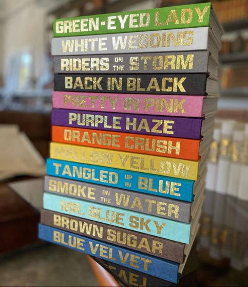 Gold Lettered Song Title Denim Blue/Off-White Cover