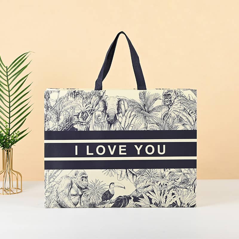 LOVE Black Stripe Jungle Non-woven Gift Bag