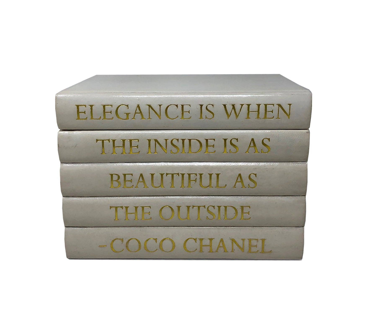 White Leather Bound Box with Coco Chanel Quote