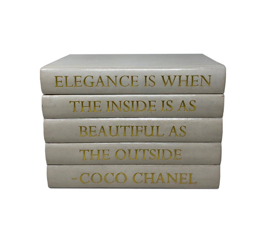 White Leather Bound Box with Coco Chanel Quote