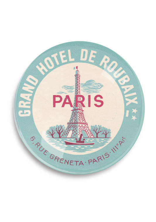 Paris Grand Hotel Round Decoupage Tray