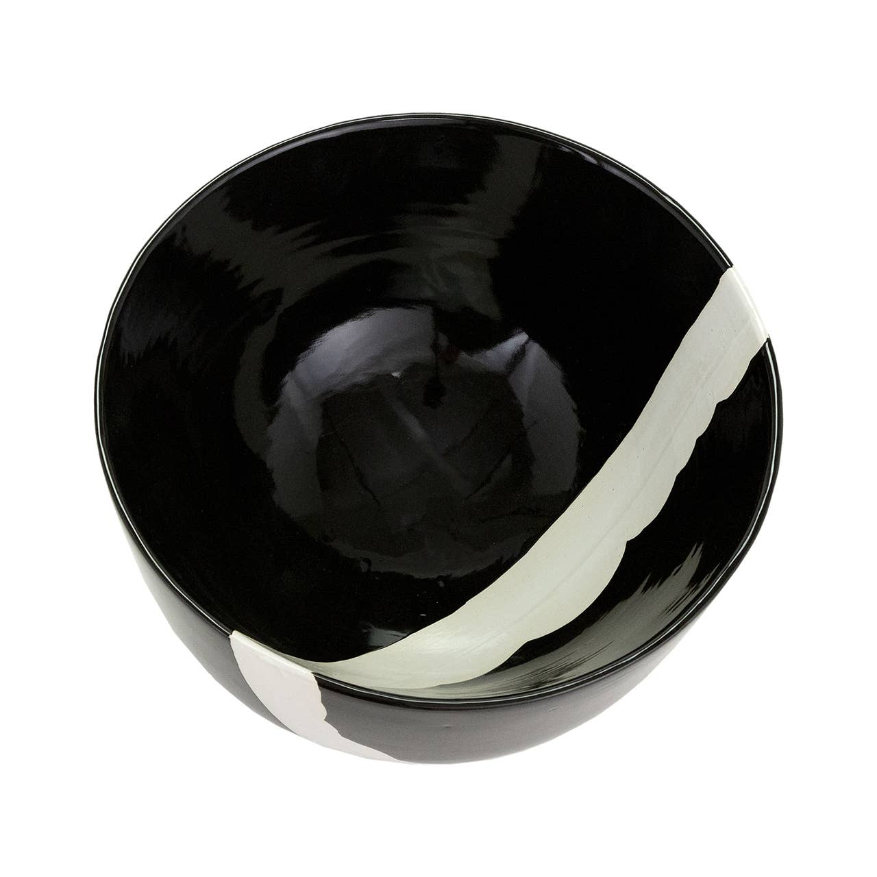 Black and White Stoneware Bowl, 14" dia