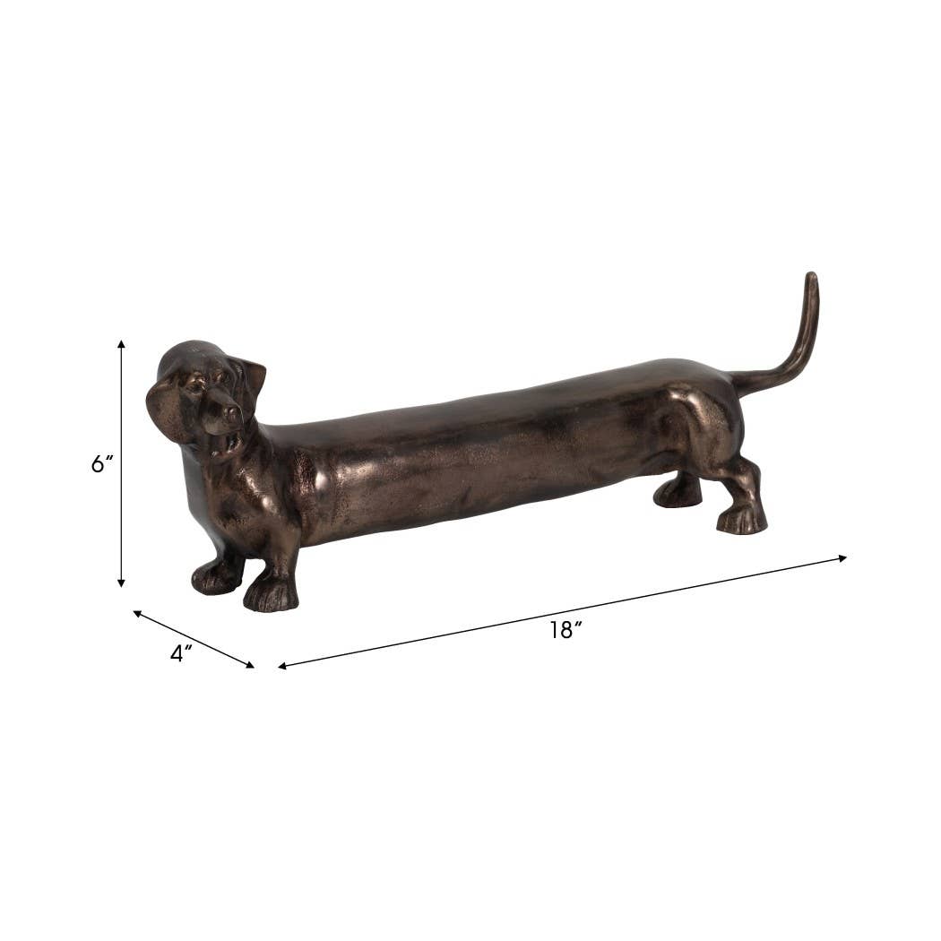 Decorative Figurine - Bronze Metal Dachsund Dog