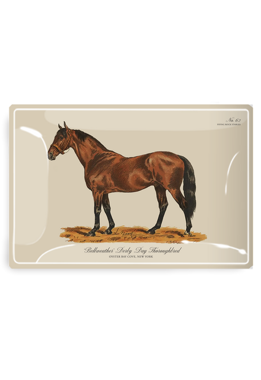 ‘Bellweather’ Derby Day Thoroughbred Decoupage Tray 12 x 20 inches