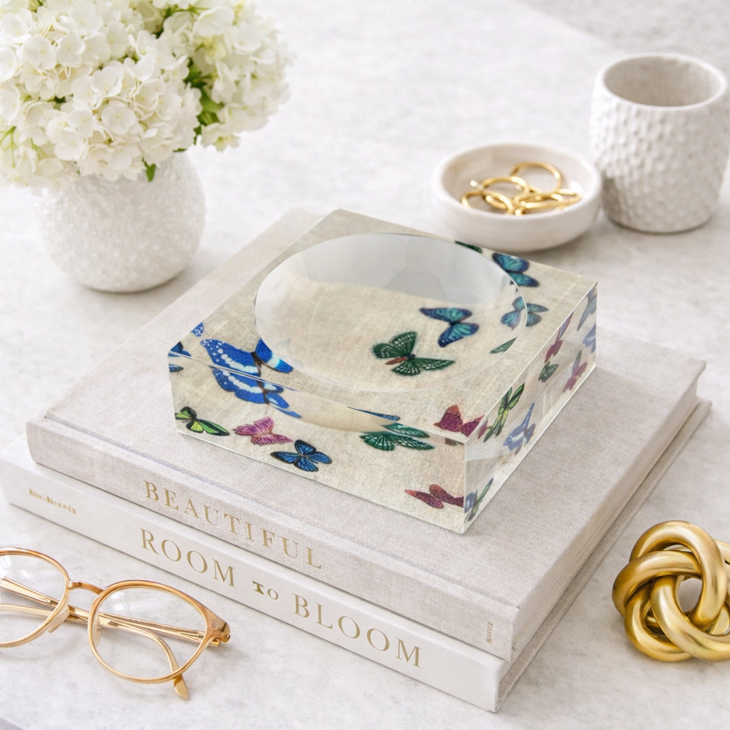 Petit Acrylic Catchall, Natural Butterfly