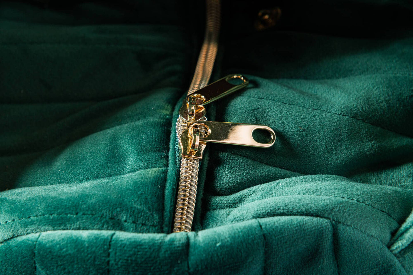 Green Velvet Quilted Mahjong Bag