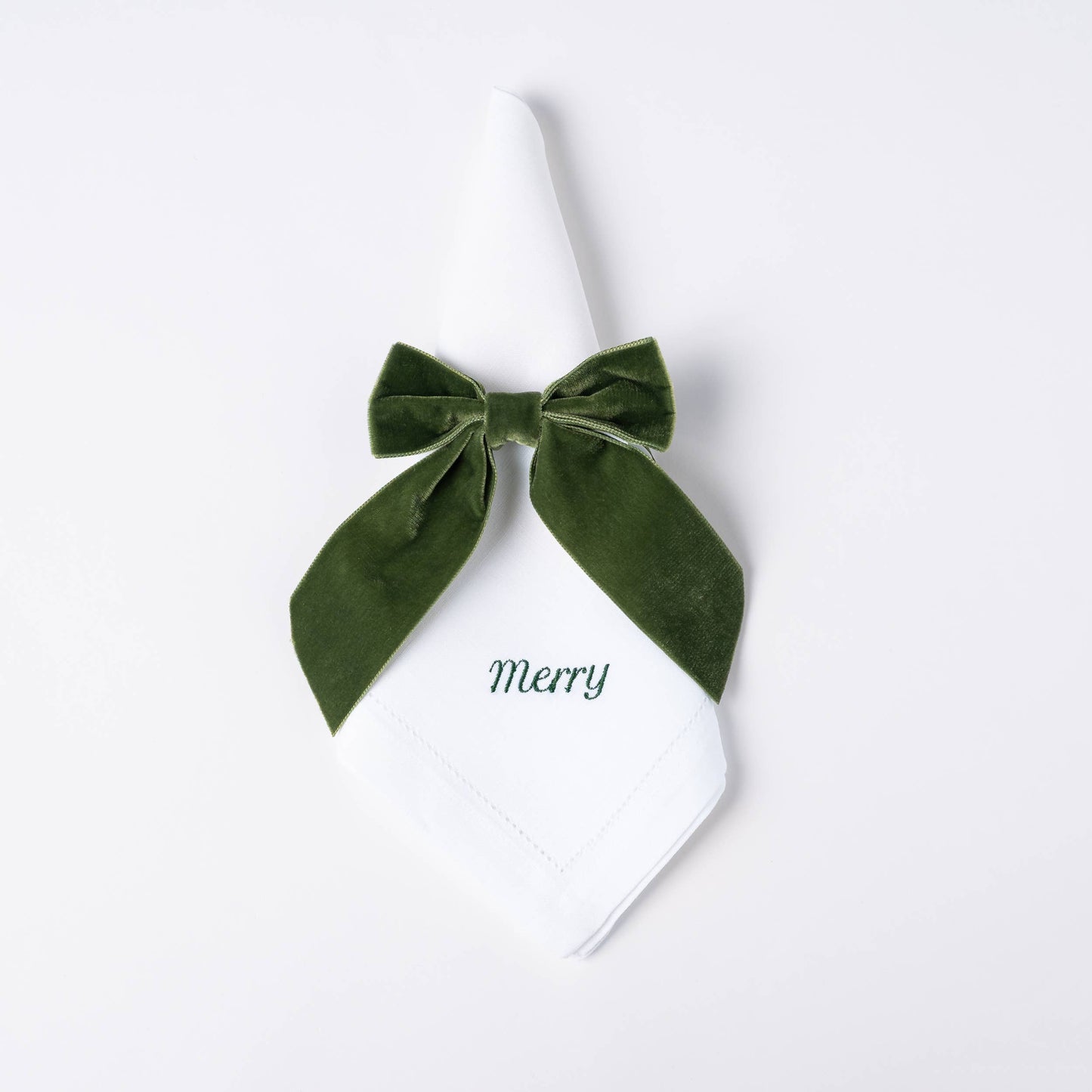“Merry” Linen Napkin Set – Embroidered Gift Christmas