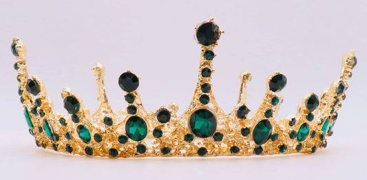 Gold Crown with Green Crystals