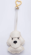 White Pleather Poodle Dog Bag Charm Keyring Bag, Backpack Charm