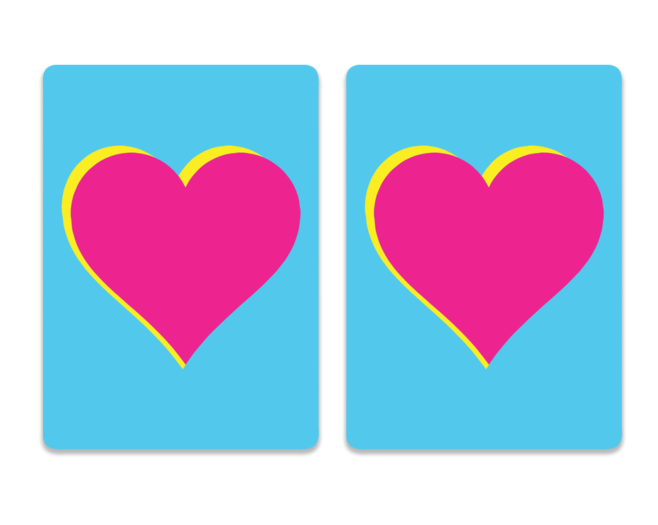Cards-plastic PVC playing cards Pink heart on blue background