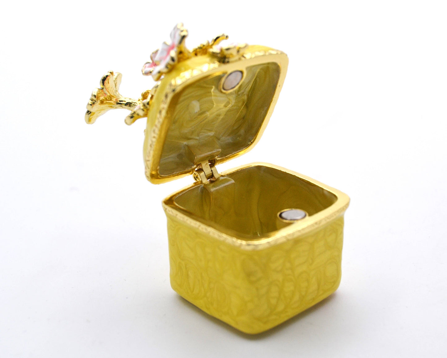 Jeweled Floral Trinket Box. Hand Set Austrian Crystals