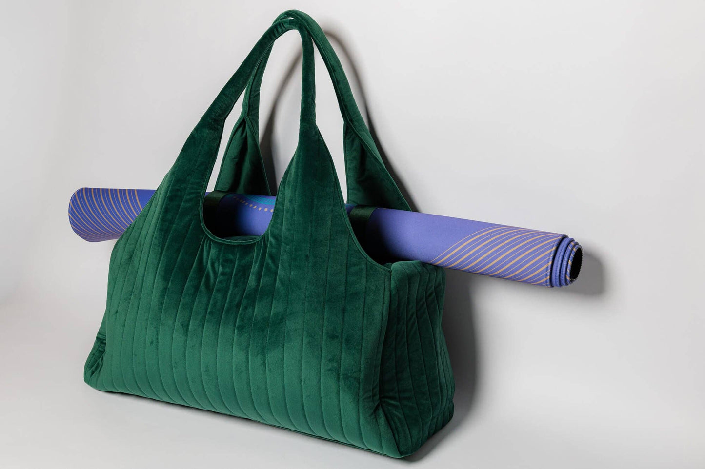 Green Velvet Quilted Mahjong Bag