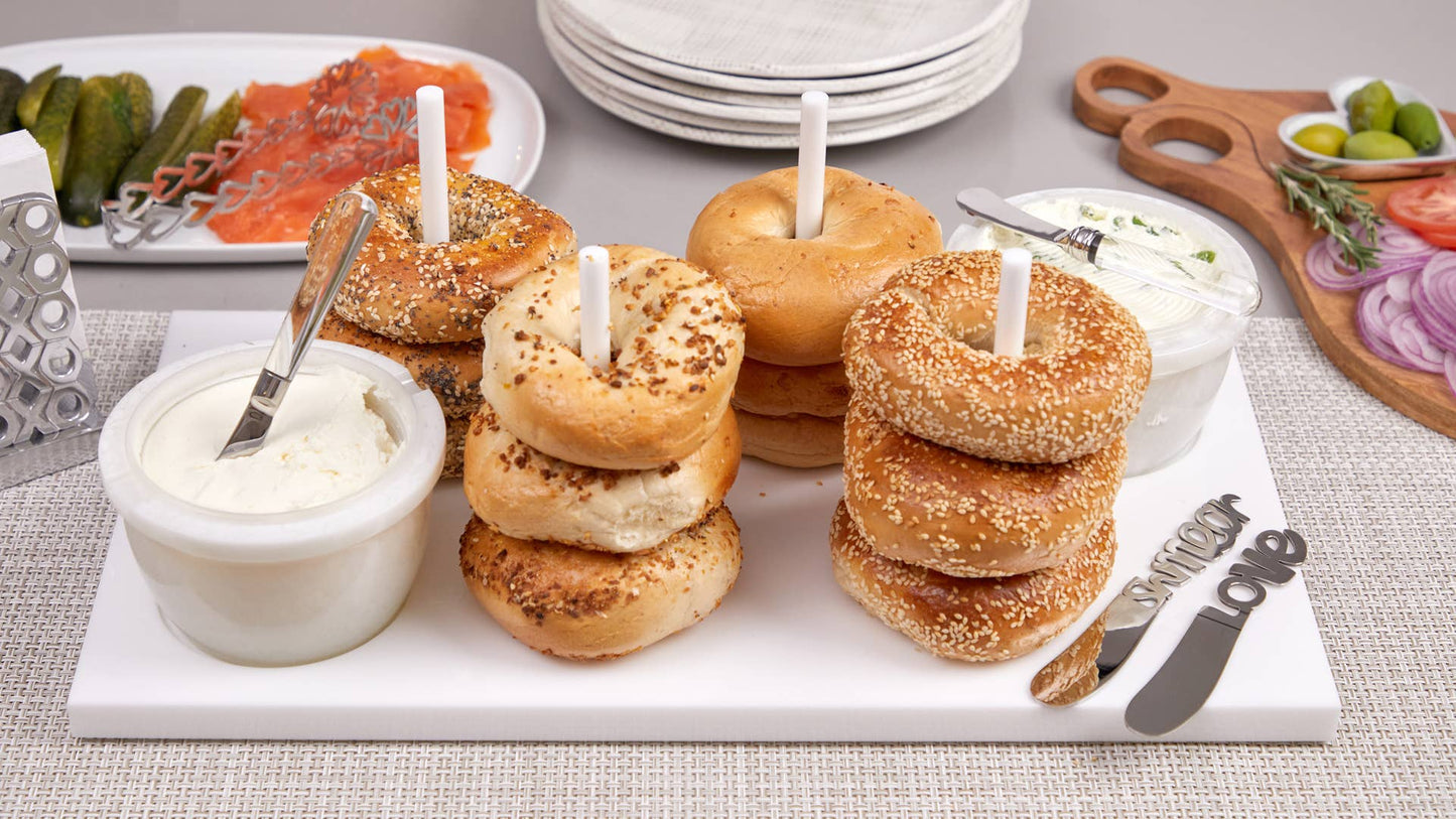 Bagels on Board White Brunch Tray - Acrylic
