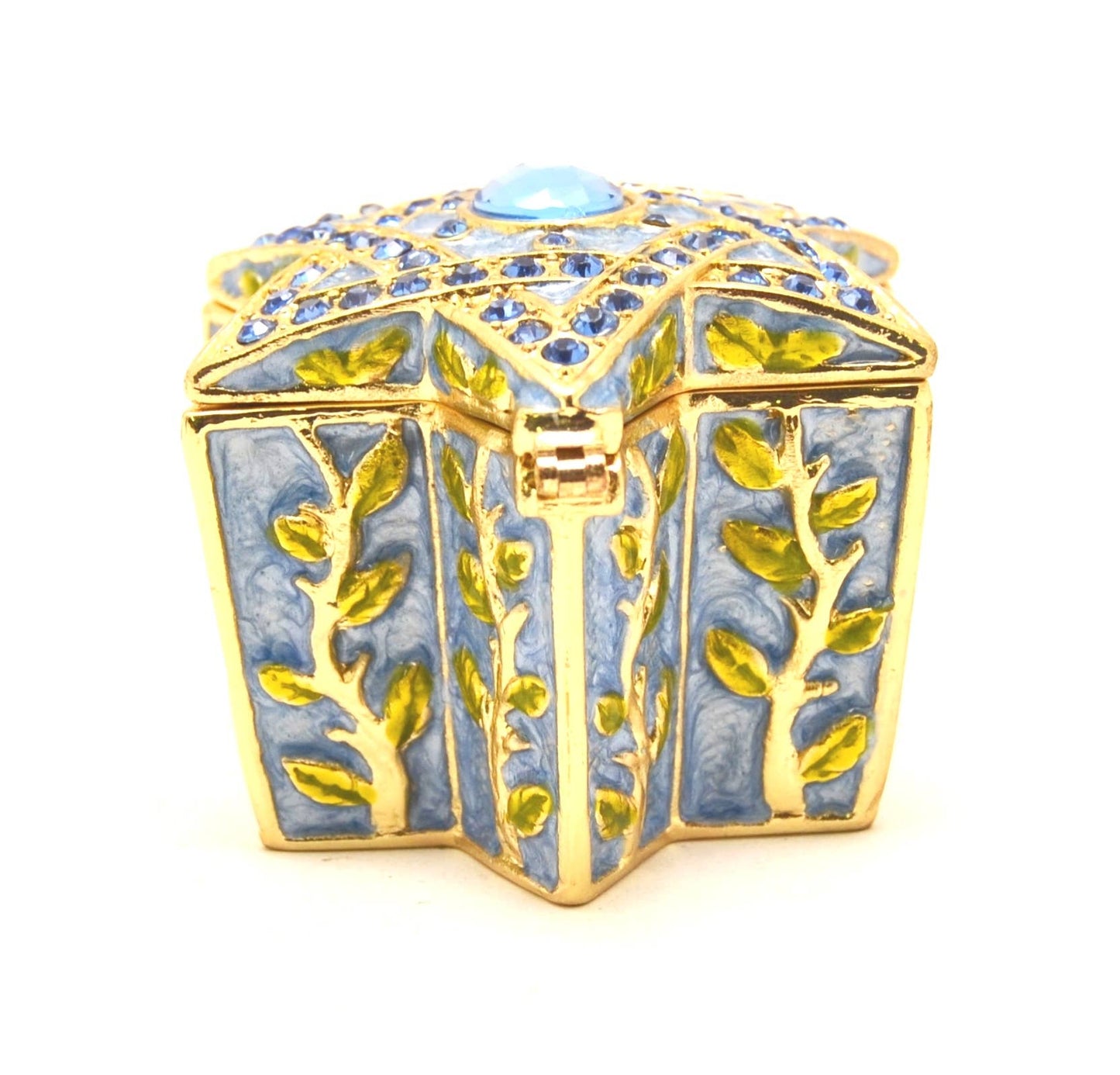 Star of David Trinket Box. Hand Painted Enamel & Swarovski