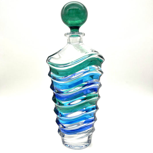 Wave Aqua Venetian Crystal Glass Decanter