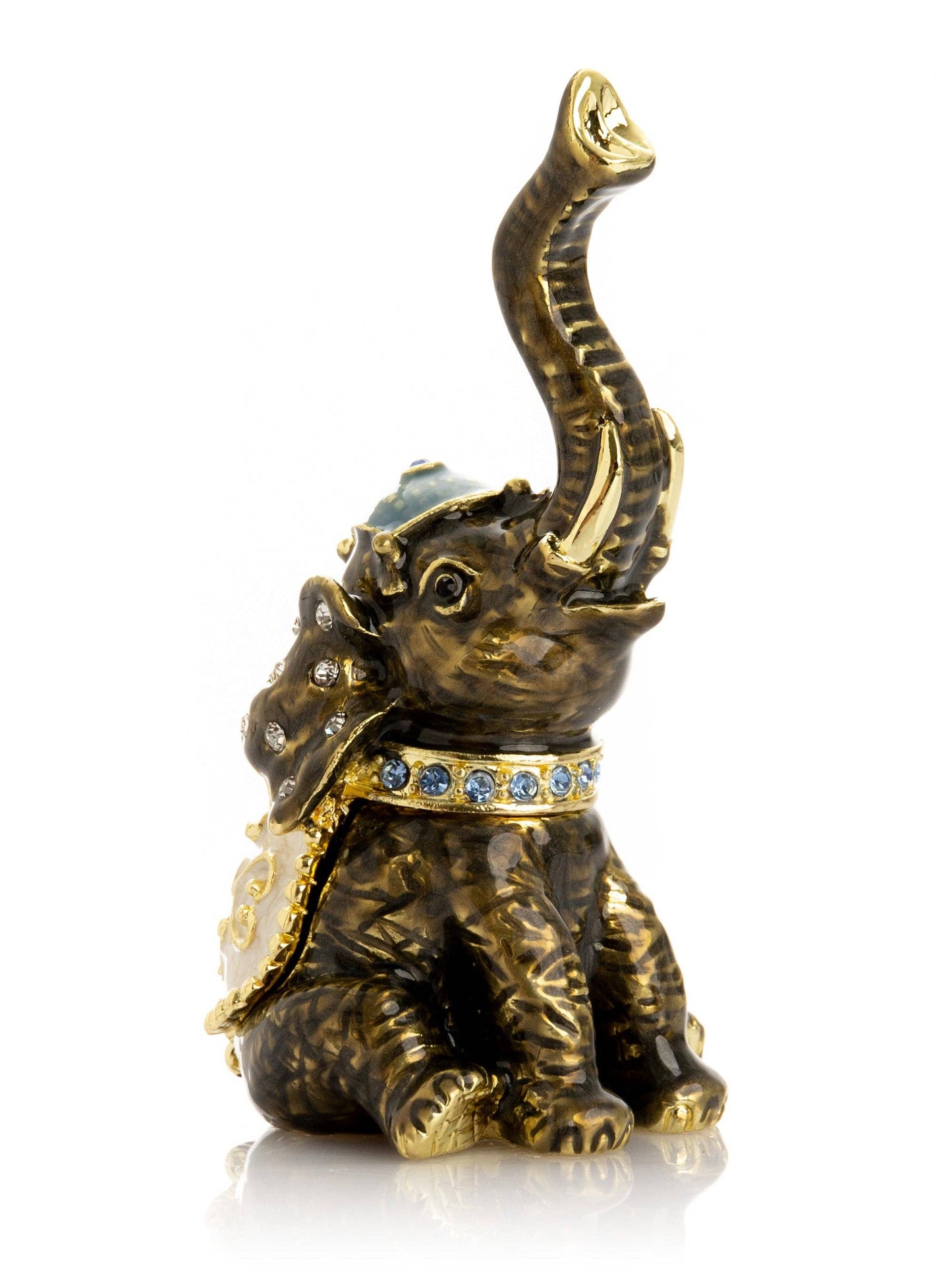 Elephant Brown and Gold Trinket Box