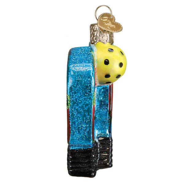 Hand-Blown, Hand-Painted Glass Christmas Ornament (Pickleball Paddles)