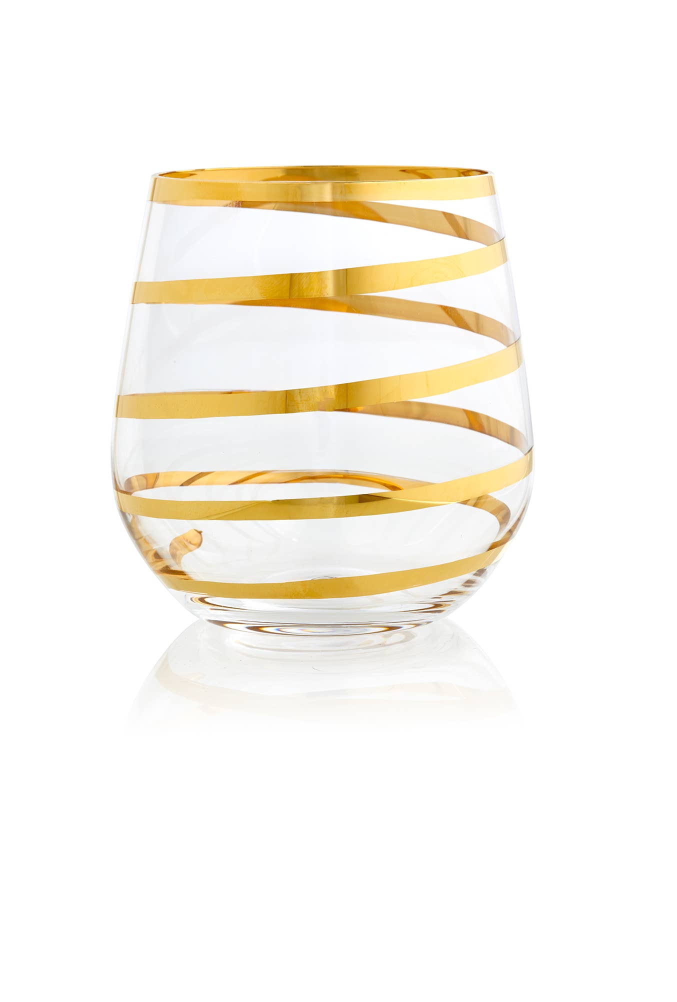Gold Spiral Stemless Wine Glass Venetian Glass (each)