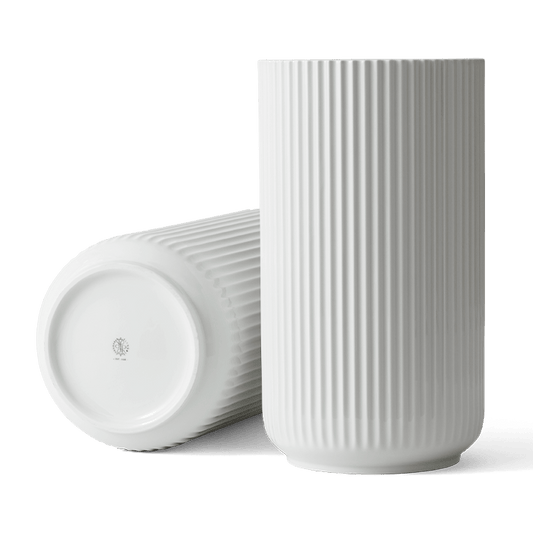 Lyngby Porcelæn - 15" Porcelain Grooved Vase - White