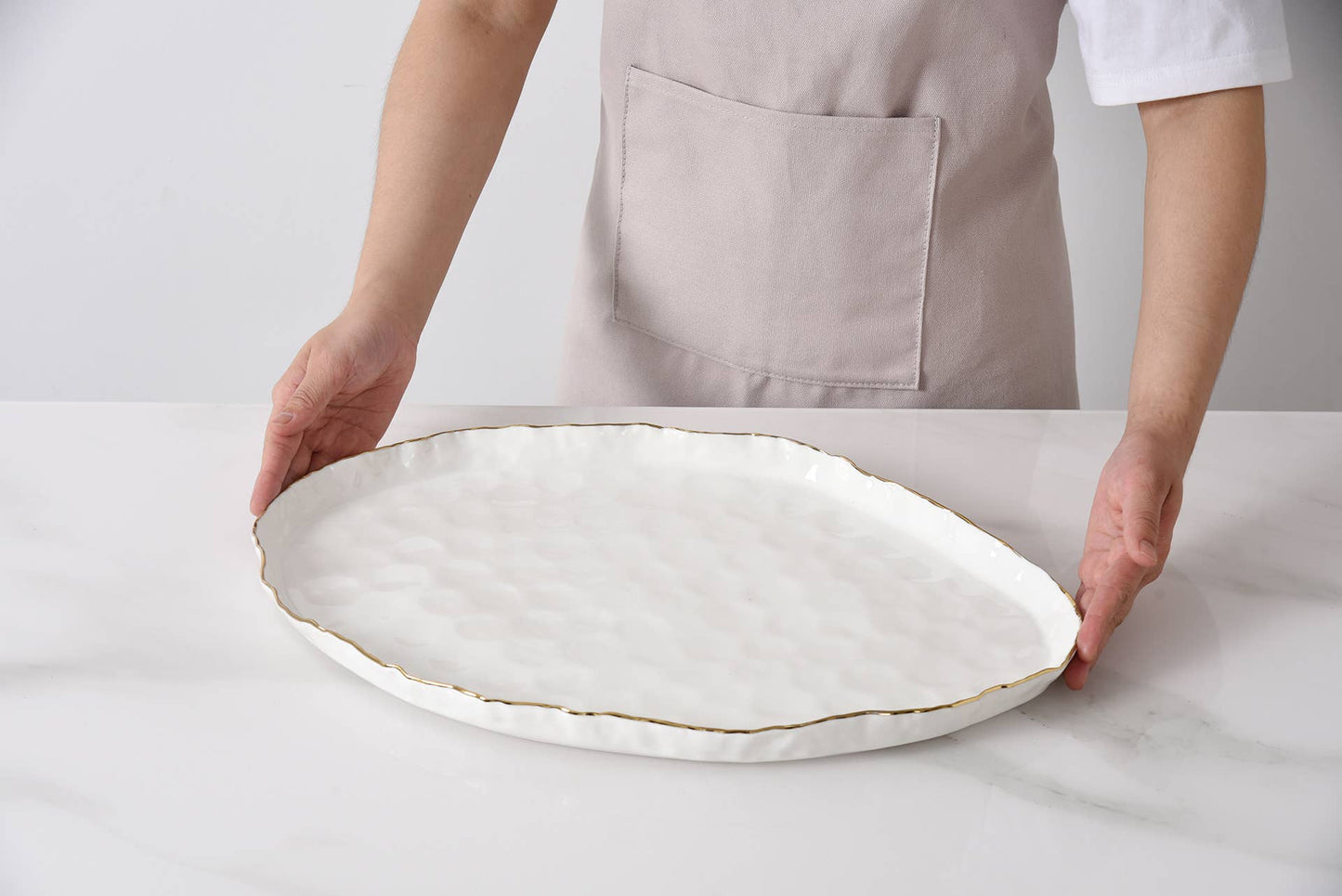 Large White Porcelain Oval Platter