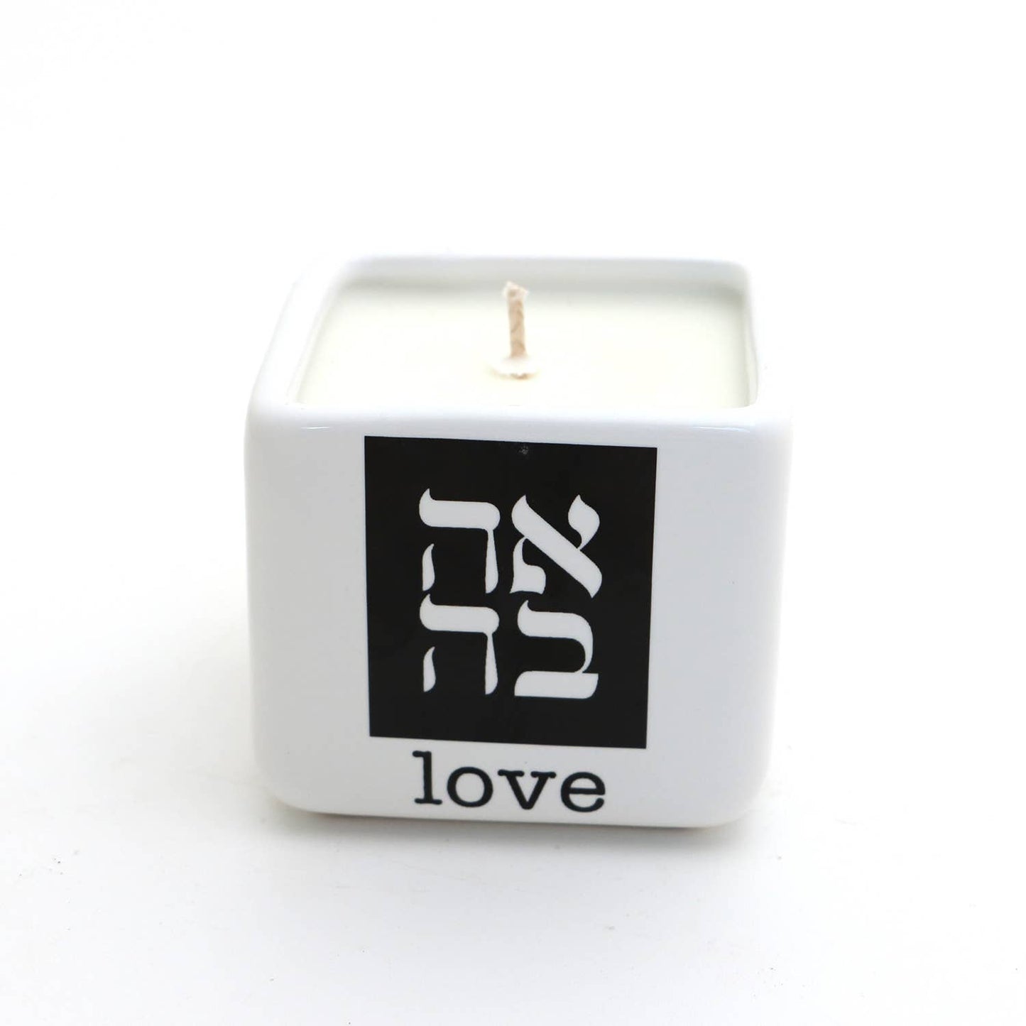 Hand poured 8 oz. soy unscented candle, Ahava Love in Hebrew