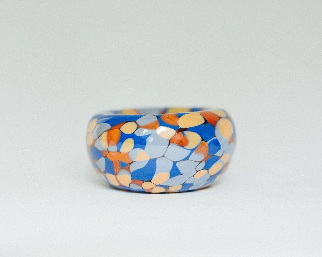 Glass Blown Forever in Blue Edgy Bubble Bowl