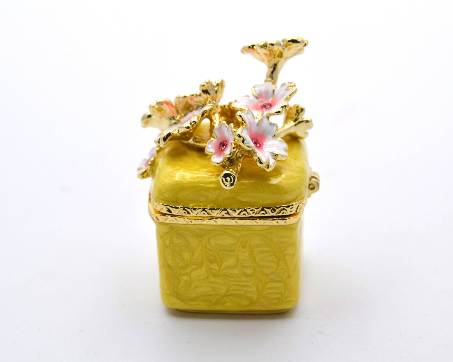 Jeweled Floral Trinket Box. Hand Set Austrian Crystals