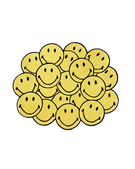 Rug SMILEY Bunch Yellow / Black Print 2.5 x 6ft
