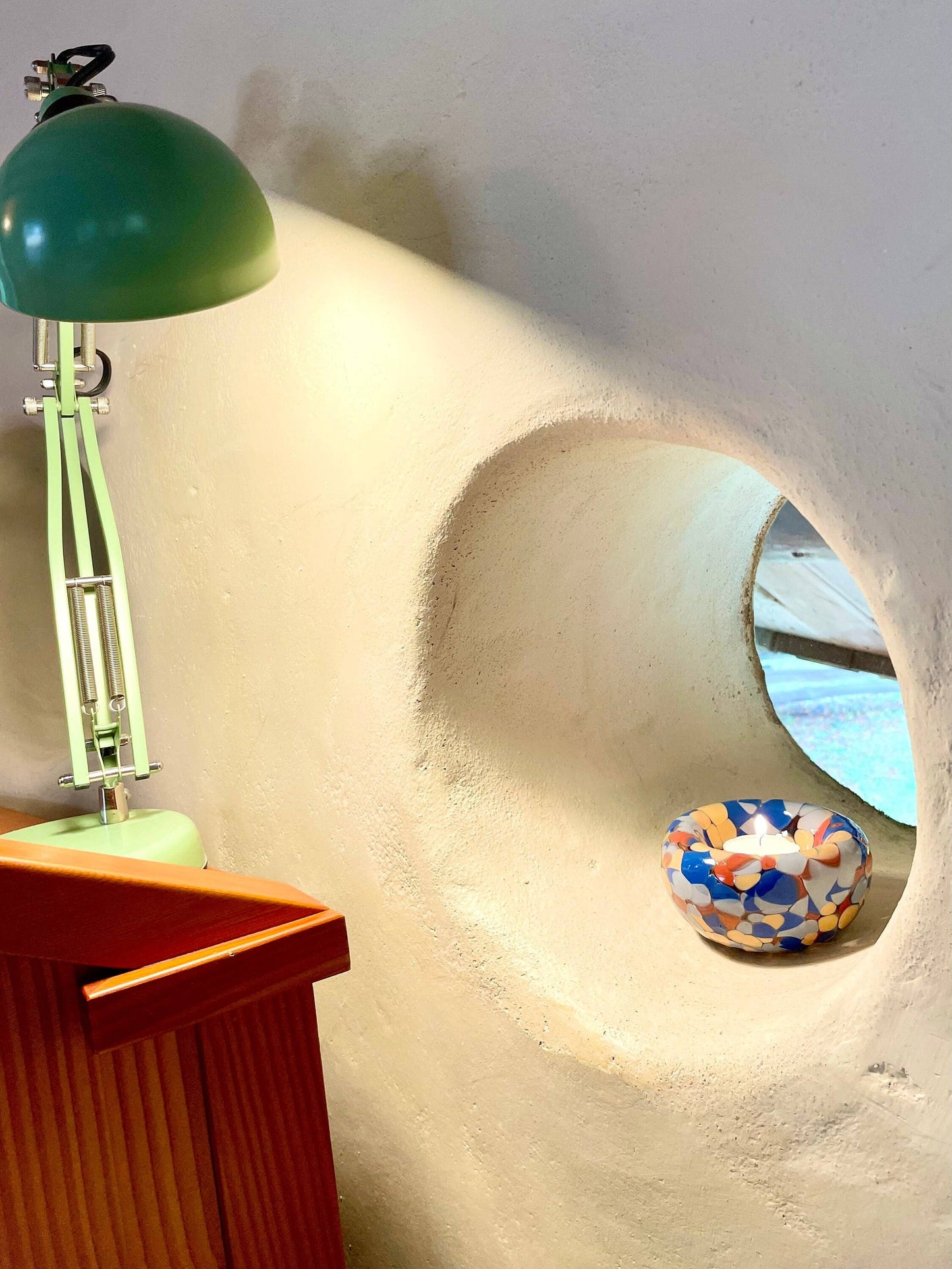 Glass Blown Forever in Blue Edgy Bubble Bowl