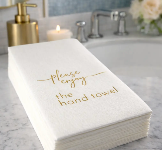 Linen-Feel Guest Towel Napkins, Please Enjoy