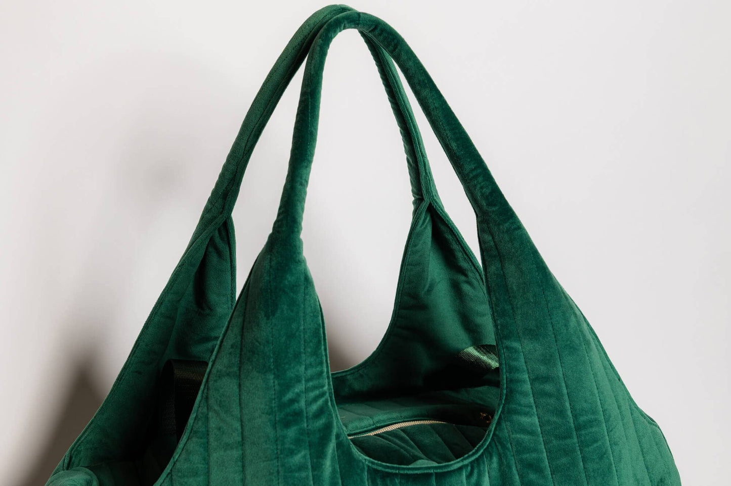 Green Velvet Quilted Mahjong Bag
