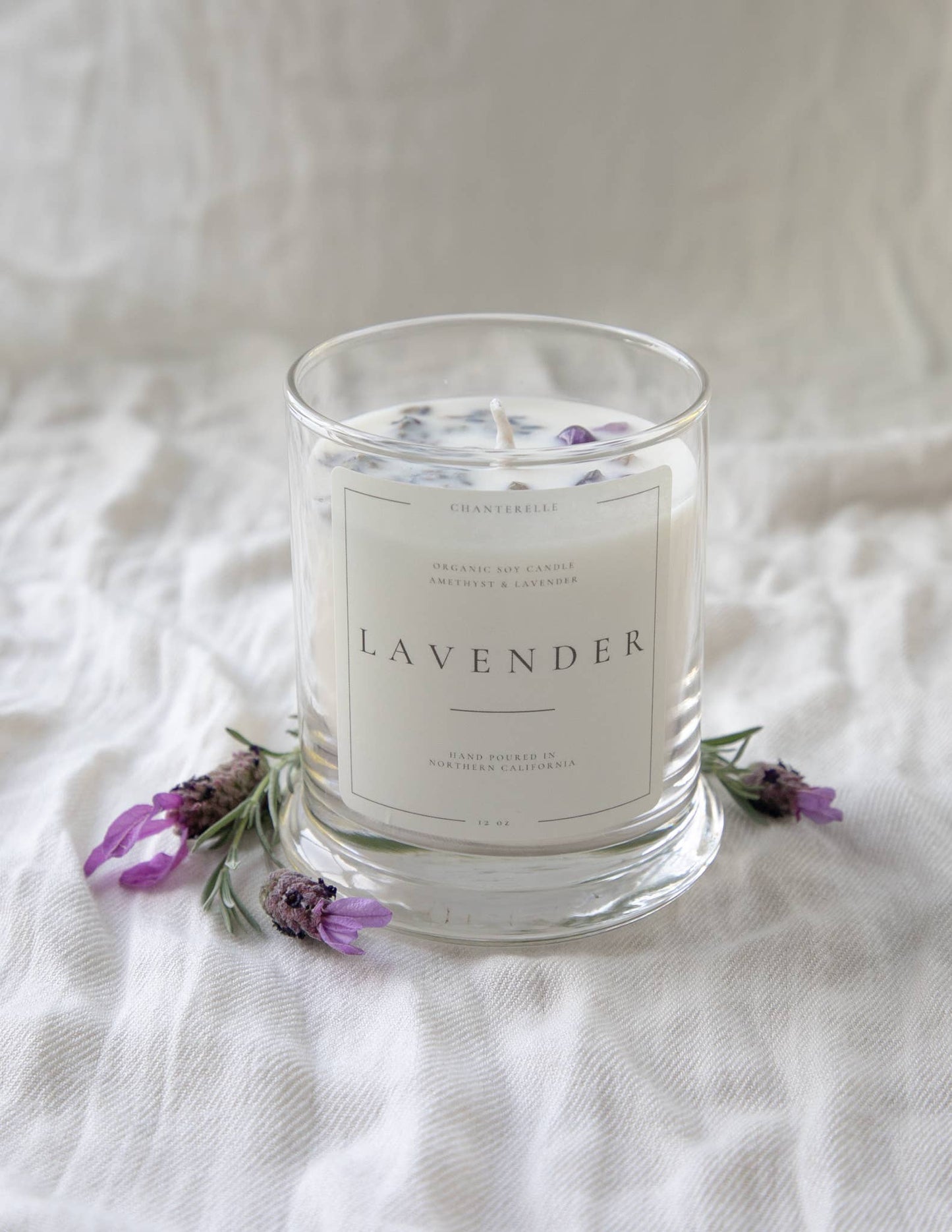 Lavender with Lavender and Amethyst Organic Soy Candle 10 oz