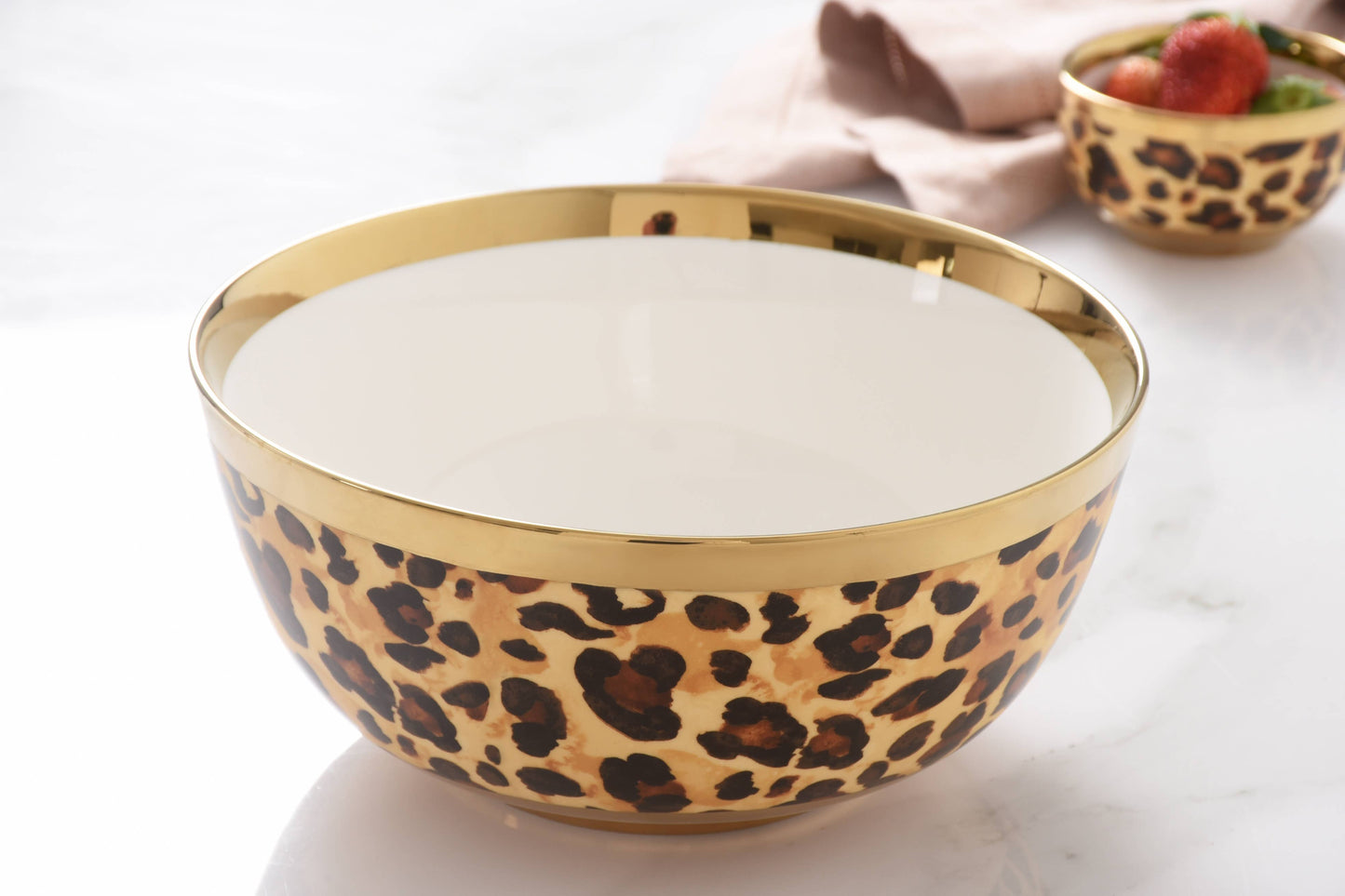 Large Leopard Bowl in Porcelain