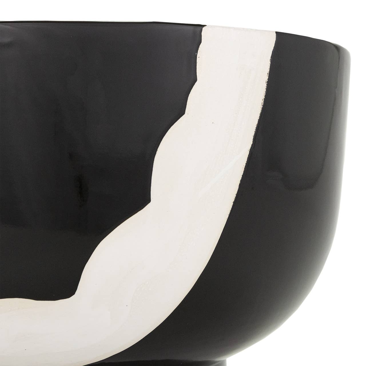 Black and White Stoneware Bowl, 14" dia