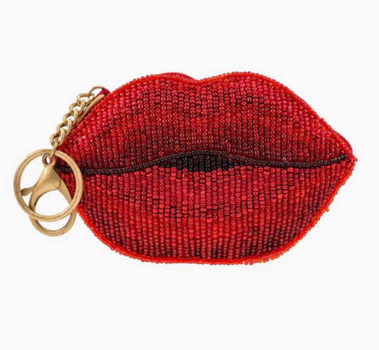Xoxo Beaded Lips Coin Purse/Key Fob
