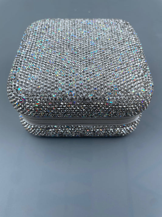 Ceramic Rhinestone Mini Travel Jewelry Box