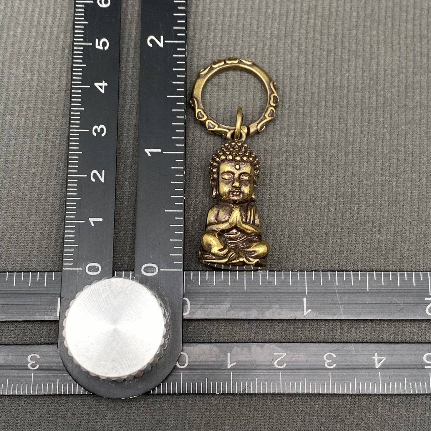 Brass Buddha Statue Keychain Pendant