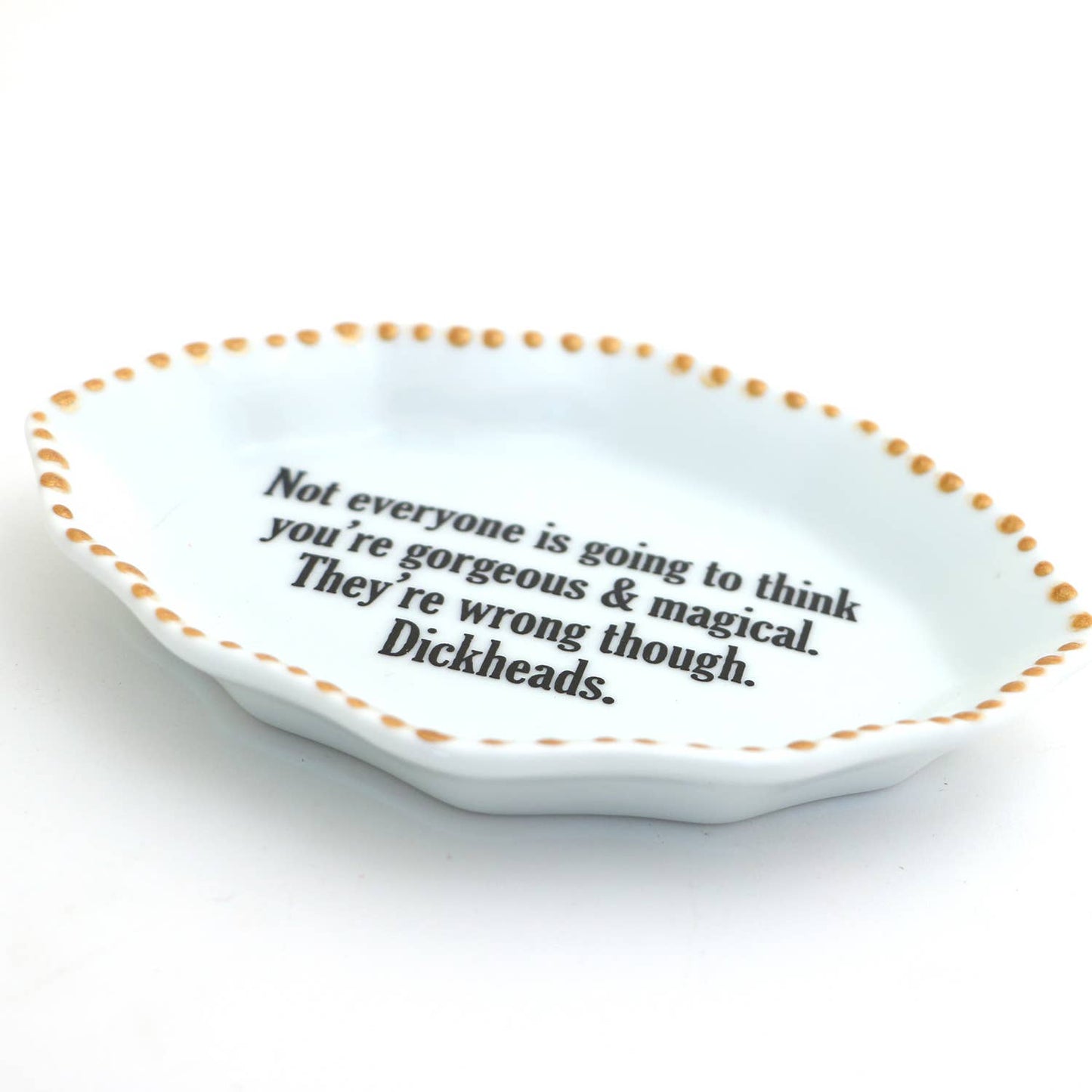 Porcelain oval tray with gold rim, Gorgeous and Magical