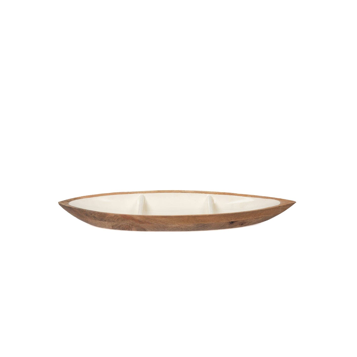 "Our Boat" Statement Platter - Mango Wood & White Enamel