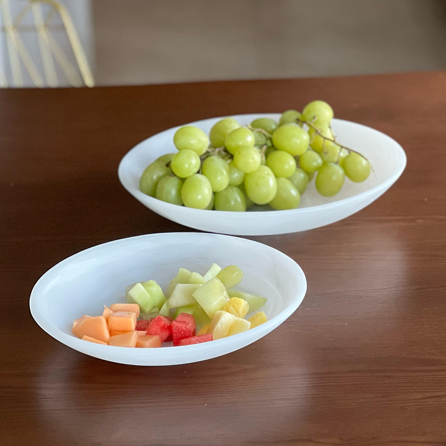 Resin White Swirl Salad Bowl (Shallow)