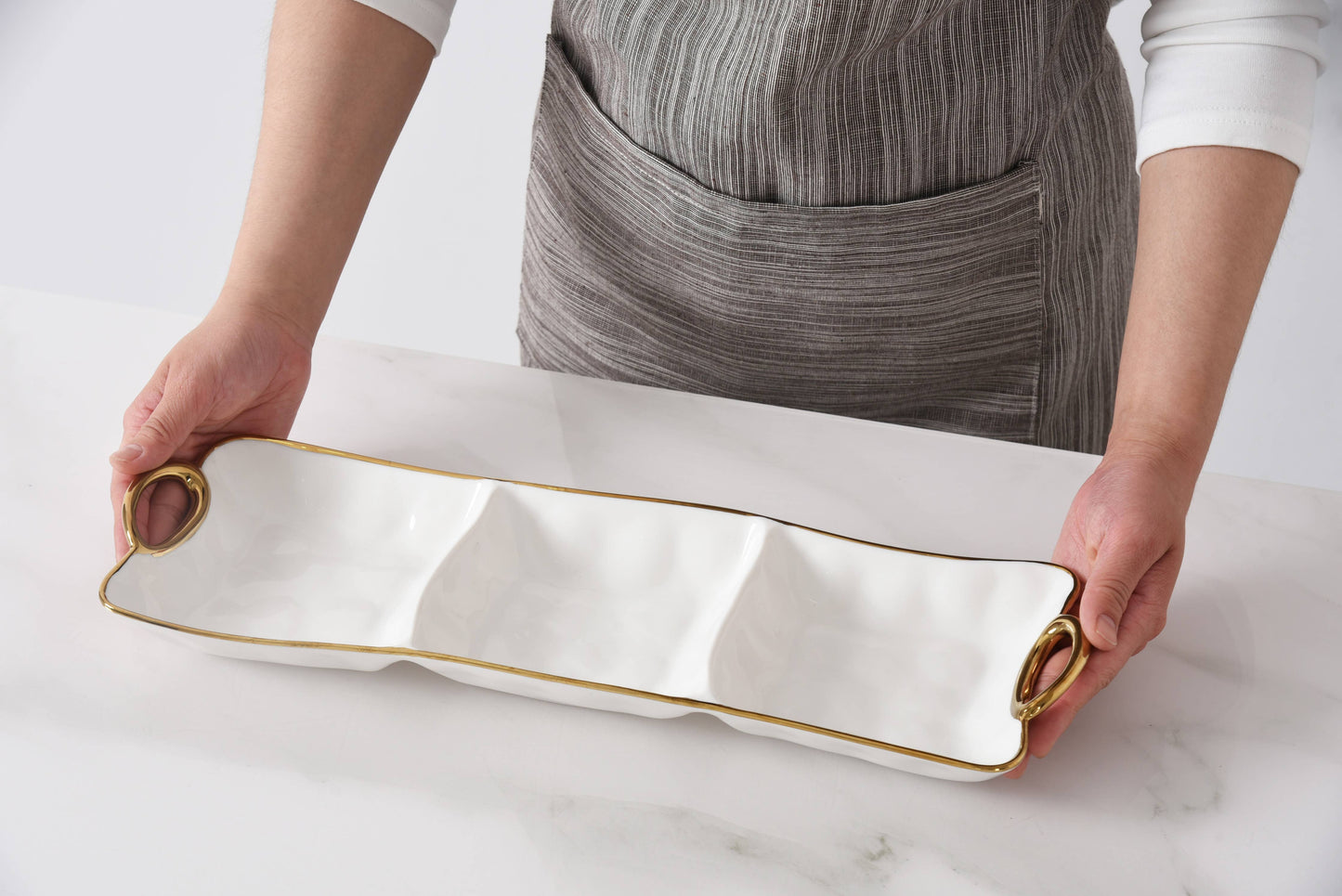 3 Section Porcelain Server