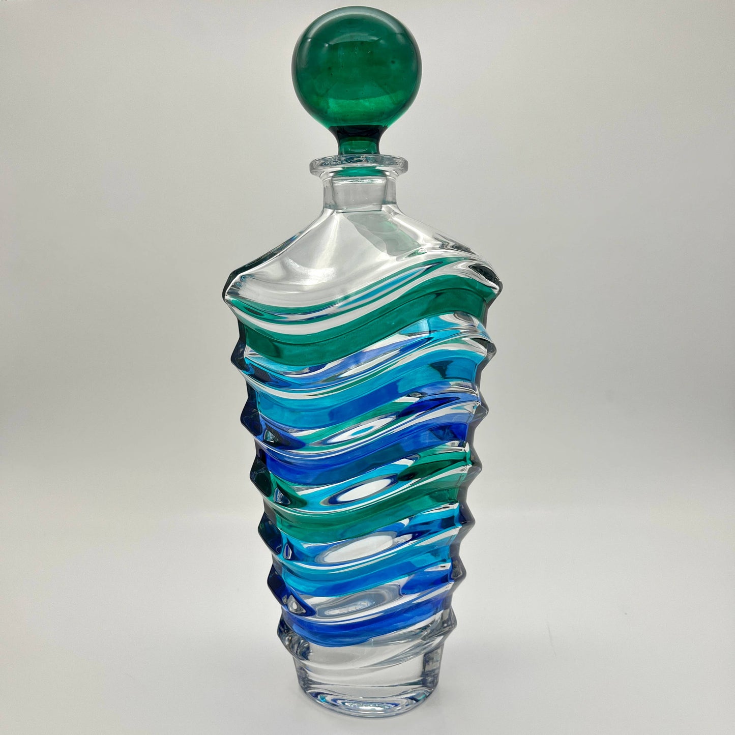 Wave Aqua Venetian Crystal Glass Decanter