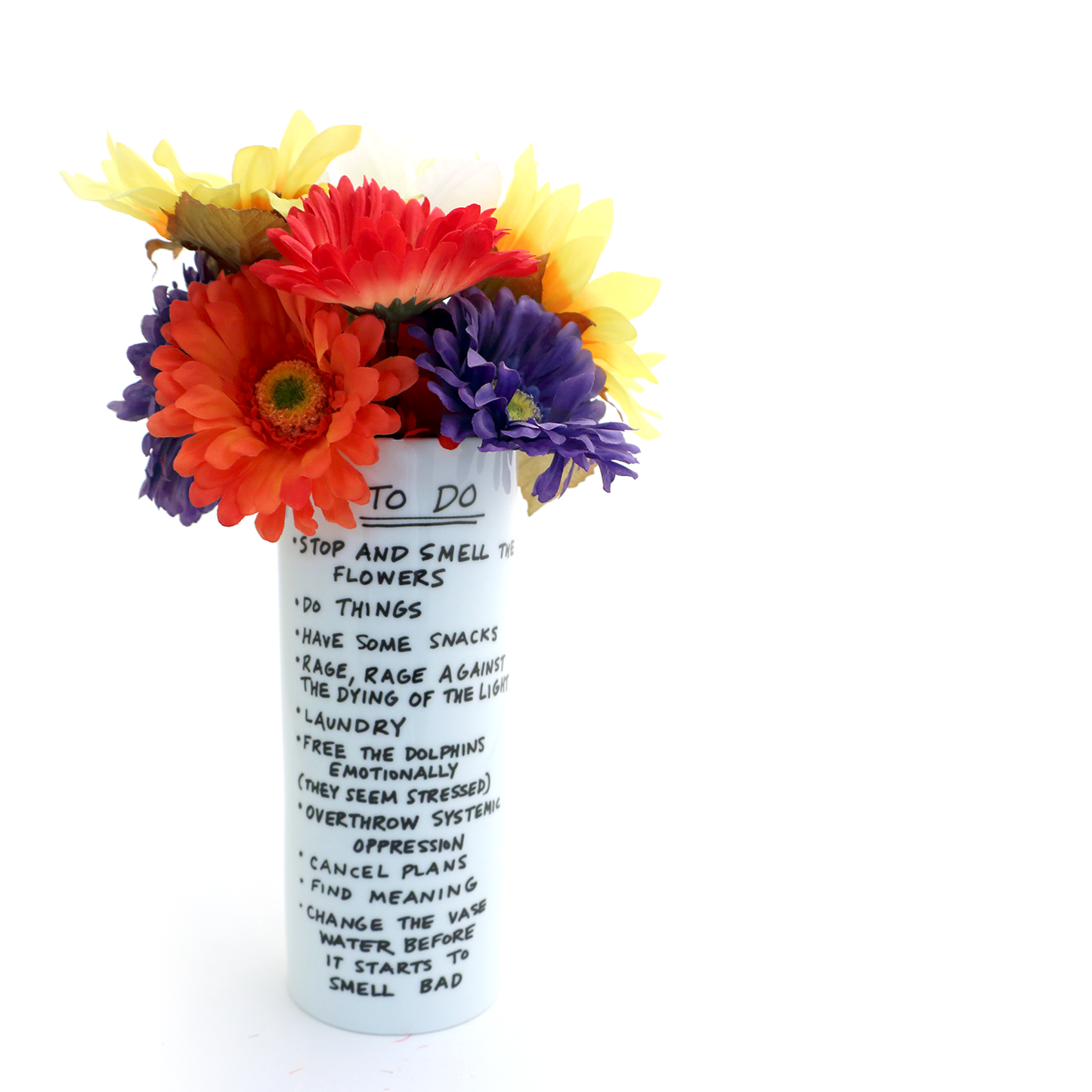 To Do List Whimsical Vase , tall porcelain funny vase