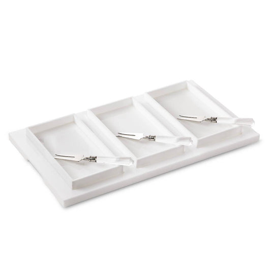 Bright White Acrylic Brunch Board with 3 Trays & 3 Pokers