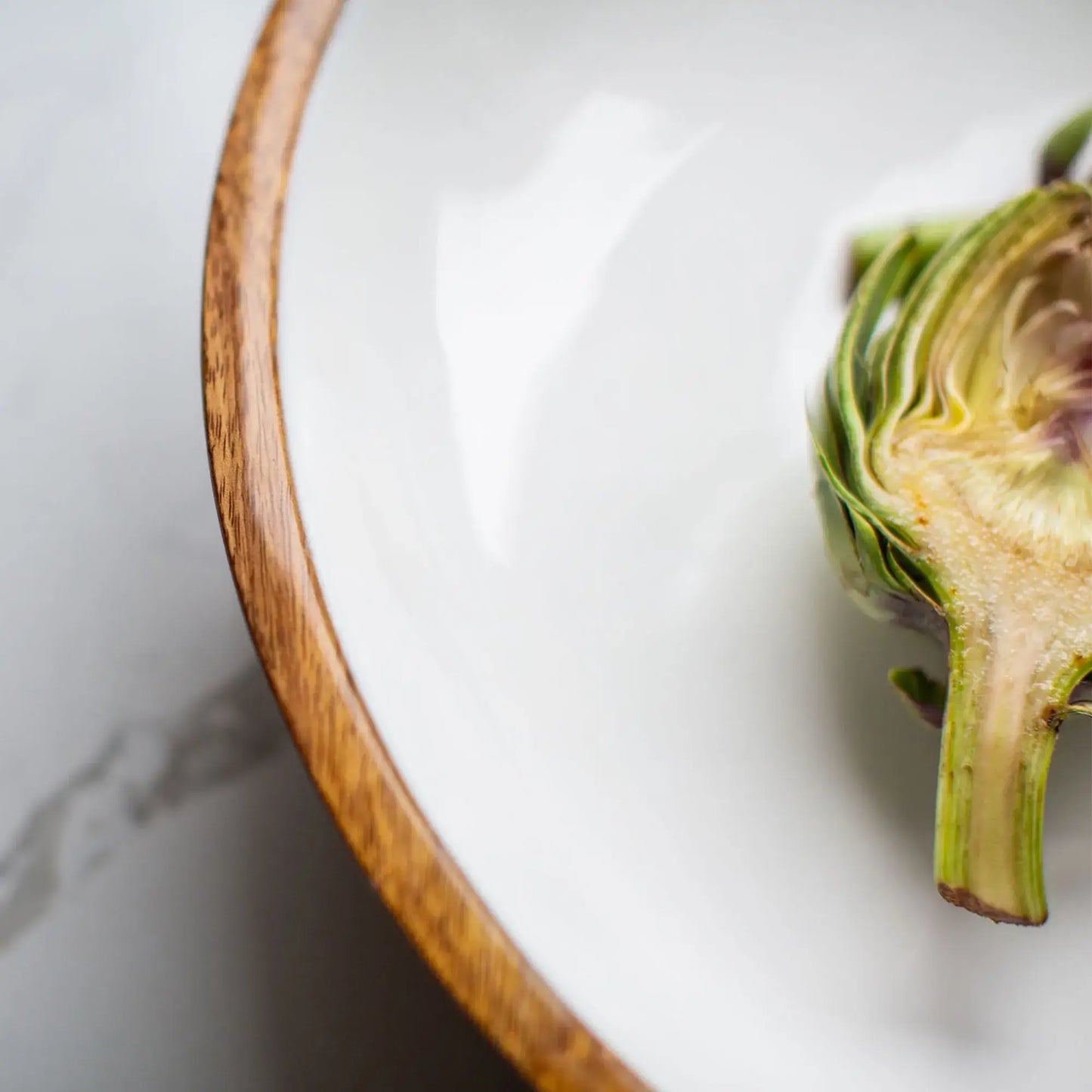 Wood + White Collection Mango Wood Salad/Serving Bowl, Large