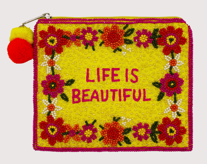Life is Beautiful Beaded Pouch