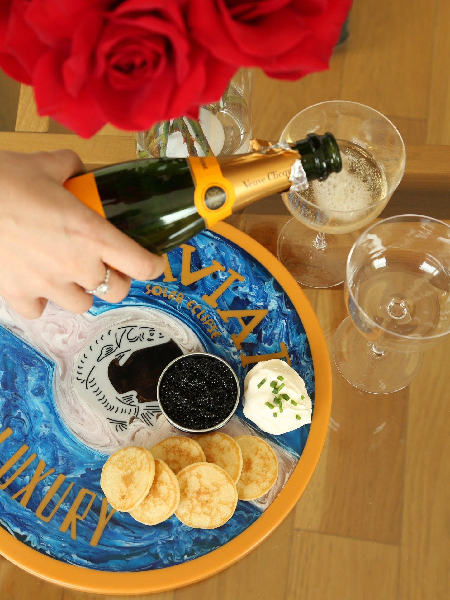 Hand-painted Resin Cheeseboard- Caviar