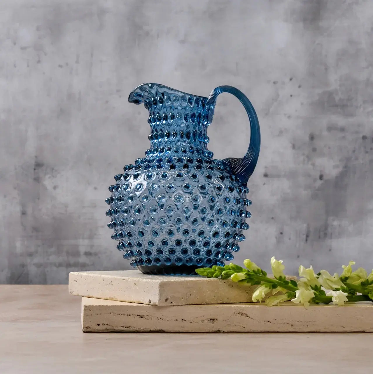 Handblown Bohemia Crystal Jug - Midnight Blue