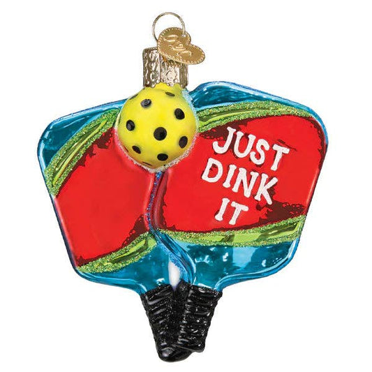 Hand-Blown, Hand-Painted Glass Christmas Ornament (Pickleball Paddles)