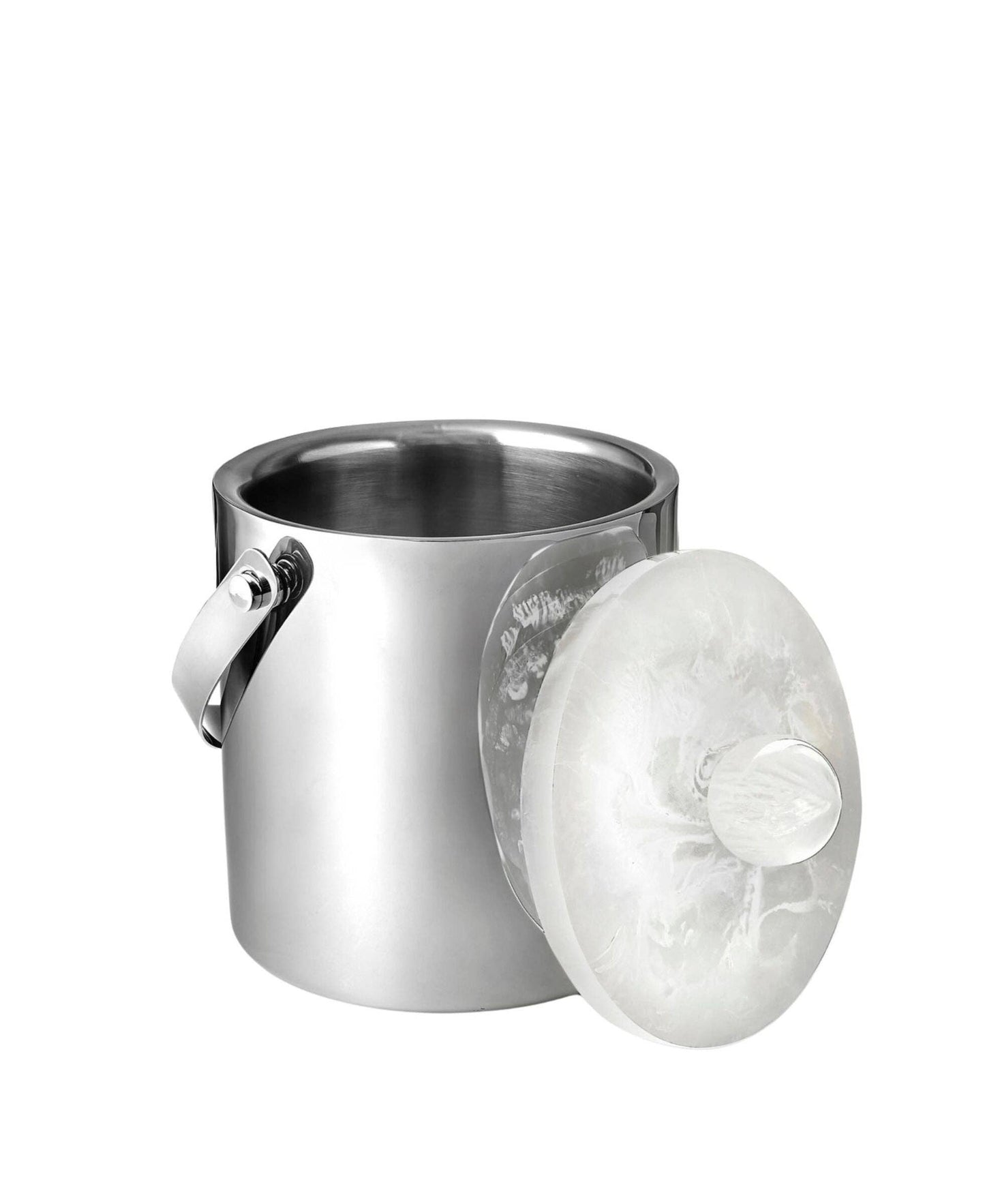 Azure Matte White Resin & Stainless Steel Ice Bucket